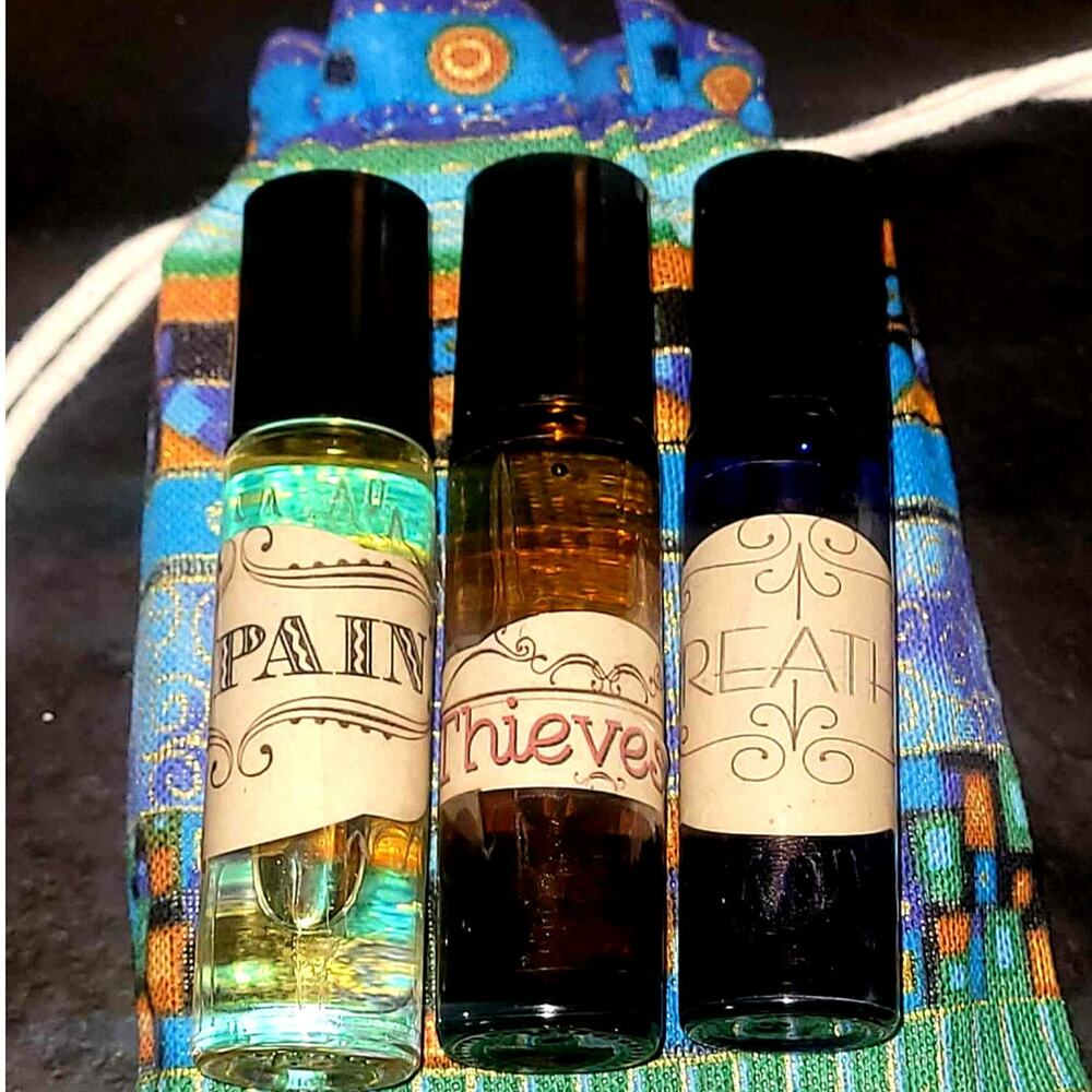 3- 10ML"Take Care" Essential Blends Roll Ons *No Pain *Breathe *Thieves' Oil